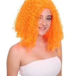 HPO Womens Animation Orange Curly Wig | Orange TV/Movie Wigs | Premium Breathable Capless Cap Women's