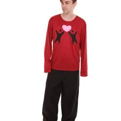 HPO Adult Men's Valentine's Day Falling In Love Wine Red Long Sleeve Costumes | Red Cosplay Costume