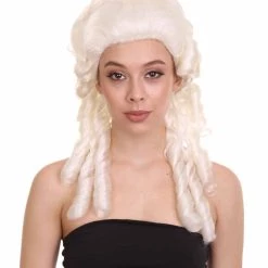 HPO Women's Womens Colonial Lady Wig | White Historical Wigs | Premium Breathable Capless Cap