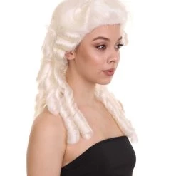 HPO Women's Womens Colonial Lady Wig | White Historical Wigs | Premium Breathable Capless Cap