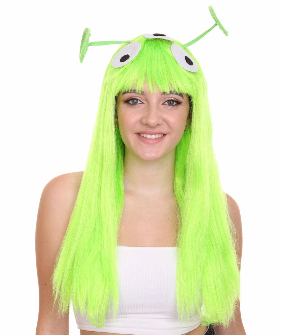 HPO Women's Womens Aliens Wig With 2 Antennaes | Green TV/Movie Wigs | Premium Breathable Capless Cap 1 HPO Women's Womens Aliens Wig With 2 Antennaes | Green TV/Movie Wigs | Premium Breathable Capless Cap
