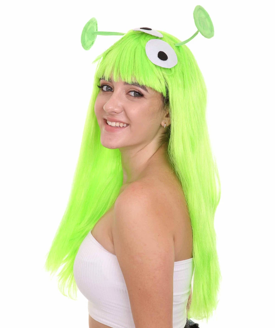 HPO Women's Womens Aliens Wig With 2 Antennaes | Green TV/Movie Wigs | Premium Breathable Capless Cap 2 HPO Women's Womens Aliens Wig With 2 Antennaes | Green TV/Movie Wigs | Premium Breathable Capless Cap