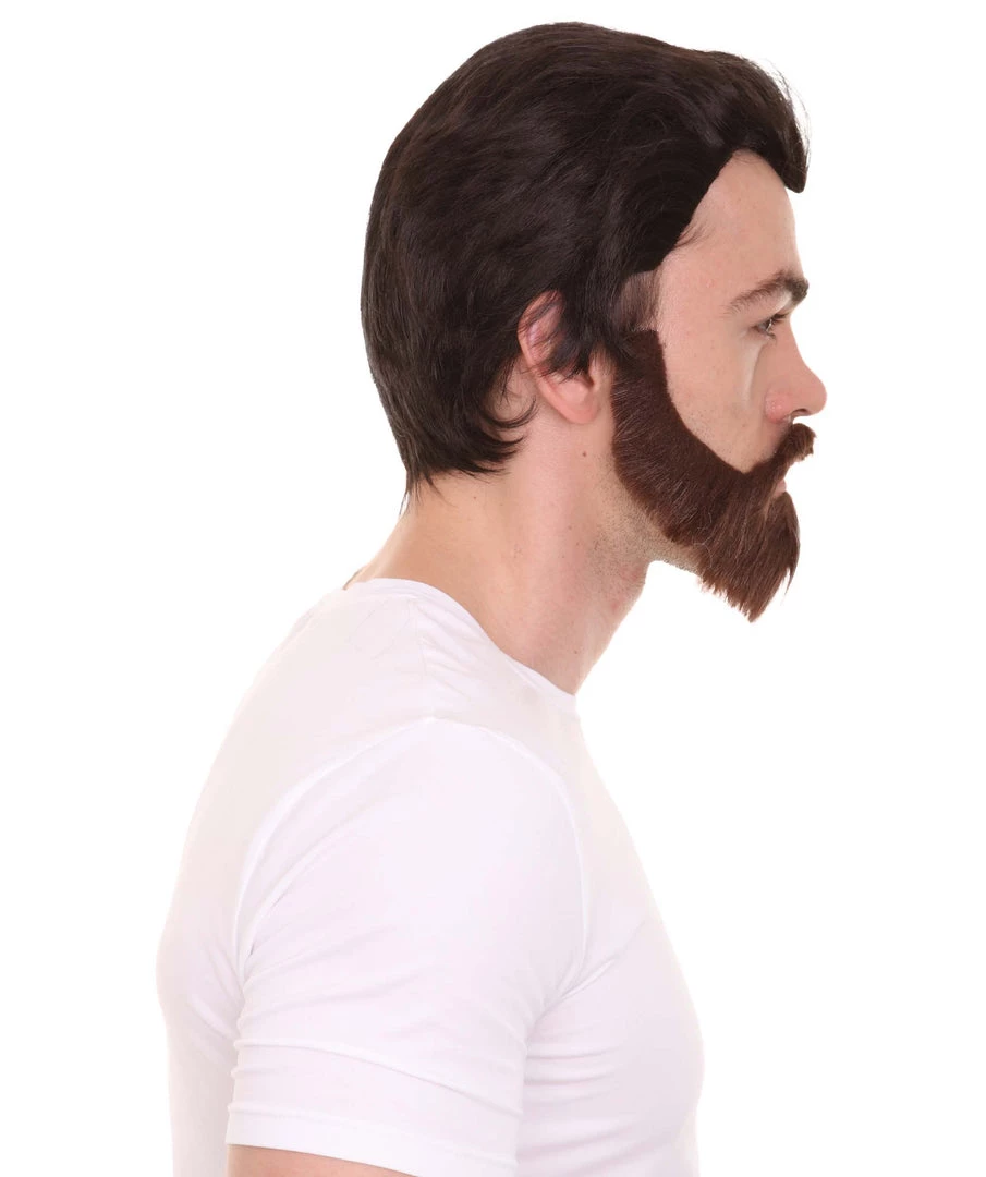 HPO Men's Mens Horror Movie Dk. Brown Wig And Full Beard | TV/Movie Wigs | Premium Breathable Capless Cap 6 HPO Men's Mens Horror Movie Dk. Brown Wig And Full Beard | TV/Movie Wigs | Premium Breathable Capless Cap