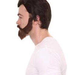 HPO Men's Mens Horror Movie Dk. Brown Wig And Full Beard | TV/Movie Wigs | Premium Breathable Capless Cap 13 HPO Men's Mens Horror Movie Dk. Brown Wig And Full Beard | TV/Movie Wigs | Premium Breathable Capless Cap