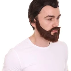 HPO Men's Mens Horror Movie Dk. Brown Wig And Full Beard | TV/Movie Wigs | Premium Breathable Capless Cap 16 HPO Men's Mens Horror Movie Dk. Brown Wig And Full Beard | TV/Movie Wigs | Premium Breathable Capless Cap