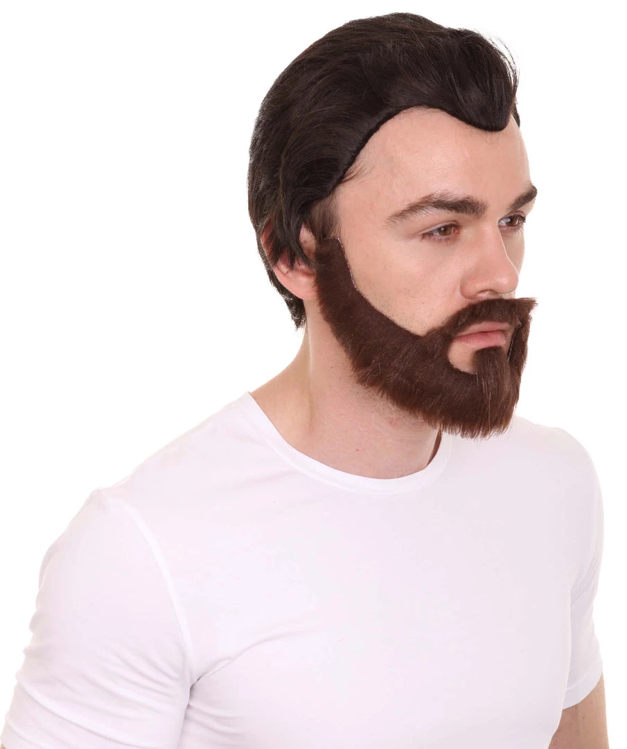 HPO Men's Mens Horror Movie Dk. Brown Wig And Full Beard | TV/Movie Wigs | Premium Breathable Capless Cap 7 HPO Men's Mens Horror Movie Dk. Brown Wig And Full Beard | TV/Movie Wigs | Premium Breathable Capless Cap