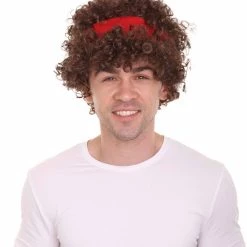 HPO Kids Hippie 'Fro Real With Headband Wig | Brown Curly Cosplay Halloween Wig | Premium Breathable Capless Cap