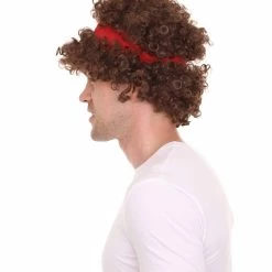 HPO Kids Hippie 'Fro Real With Headband Wig | Brown Curly Cosplay Halloween Wig | Premium Breathable Capless Cap