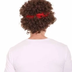 HPO Kids Hippie 'Fro Real With Headband Wig | Brown Curly Cosplay Halloween Wig | Premium Breathable Capless Cap