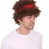 HPO Kids Hippie 'Fro Real With Headband Wig | Brown Curly Cosplay Halloween Wig | Premium Breathable Capless Cap
