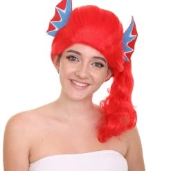 HPO Women's Womens Robot With Ears Wig | Red Sexy Cosplay Party Halloween Wig | Premium Breathable Capless Cap 14 HPO Women's Womens Robot With Ears Wig | Red Sexy Cosplay Party Halloween Wig | Premium Breathable Capless Cap