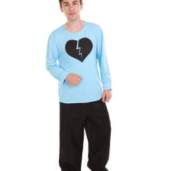 HPO Adult Men's My Heart Is Broken Long Sleeve Costumes | Lt. Blue Halloween Costume