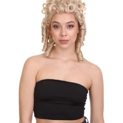 HPO Women Colonial Historical Curly Wig | Light Brown Cosplay Wig | Premium Breathable Capless Cap Women's