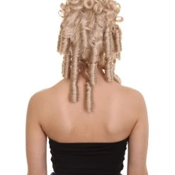 HPO Women Colonial Historical Curly Wig | Light Brown Cosplay Wig | Premium Breathable Capless Cap Women's