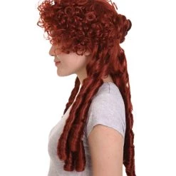 HPO Women's Womens Renaissance Lady Colonial Wig | Red Historical Wigs | Premium Breathable Capless Cap 11 HPO Women's Womens Renaissance Lady Colonial Wig | Red Historical Wigs | Premium Breathable Capless Cap