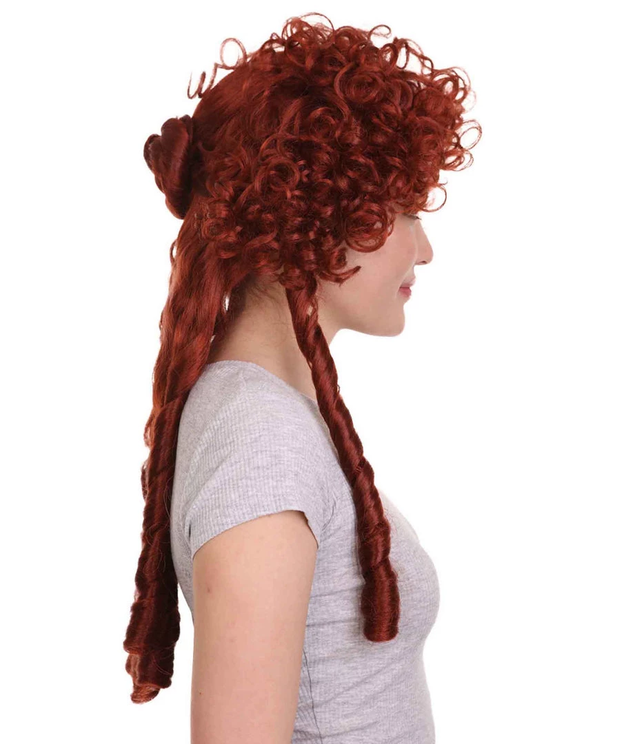 HPO Women's Womens Renaissance Lady Colonial Wig | Red Historical Wigs | Premium Breathable Capless Cap 5 HPO Women's Womens Renaissance Lady Colonial Wig | Red Historical Wigs | Premium Breathable Capless Cap
