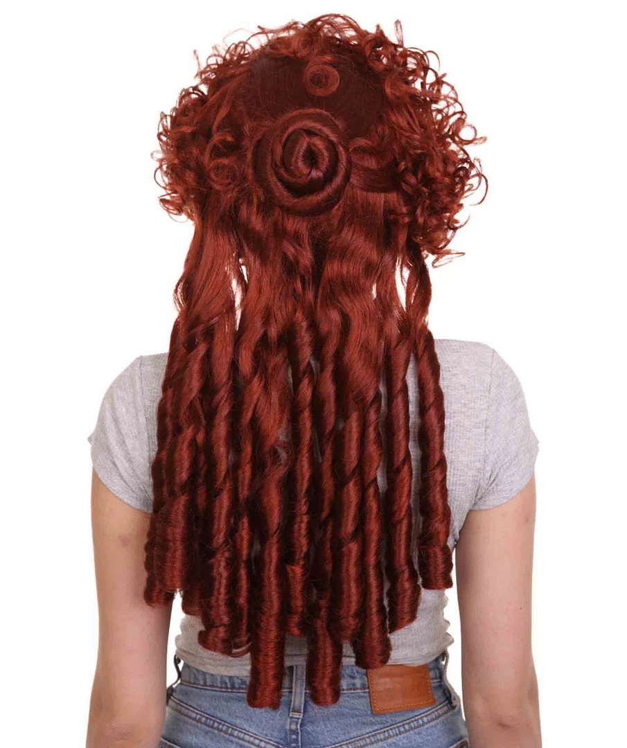 HPO Women's Womens Renaissance Lady Colonial Wig | Red Historical Wigs | Premium Breathable Capless Cap 4 HPO Women's Womens Renaissance Lady Colonial Wig | Red Historical Wigs | Premium Breathable Capless Cap