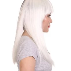 HPO Men's Black And White Long Womens Wig | Half And Half Cosplay Halloween Wig | Premium Breathable Capless Cap