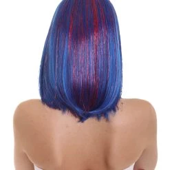 FLAGWIGS Bright Blue Bob With Blue Tinsel | Sparkly Celebrity Halloween Wig | Premium Capless Cap Women's