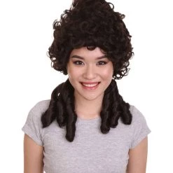 HPO Women's Womens 18th Century Colonial Lady Wig | Dark Brown Historical Wigs