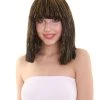 HPO Women's Cleopatra Bob With Gold Tinsel Highlights | Halloween Rave Wig