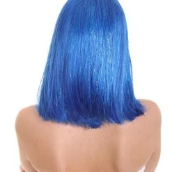 FLAGWIGS Women's Bright Blue Bob With Blue Tinsel | Sparkly Celebrity Halloween Wig | Premium Capless Cap