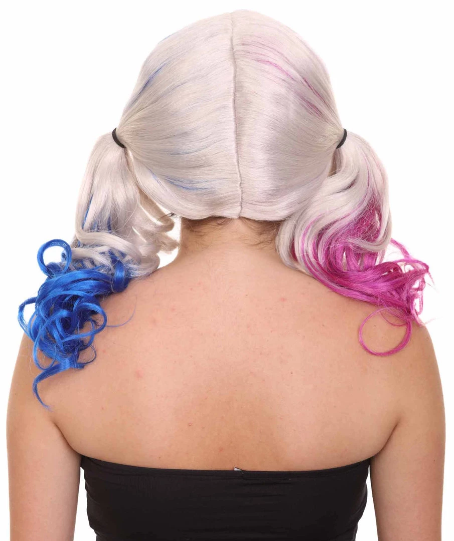 HPO Villain Womens Wig | White Pink Blue Ponitail Wig | Premium Breathable Capless Cap Women's 4 HPO Villain Womens Wig | White Pink Blue Ponitail Wig | Premium Breathable Capless Cap Women's