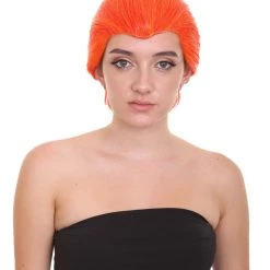 HPO Women's Supervillain Womens Wig | Orange Sexy Cosplay Party Halloween Wig | Premium Breathable Capless Cap