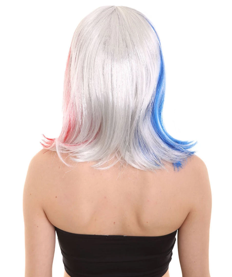 FLAGWIGS Red White And Blue Bob With Tinsel | Sparkly Celebrity Halloween Wig | Premium Capless Cap 5 FLAGWIGS Red White And Blue Bob With Tinsel | Sparkly Celebrity Halloween Wig | Premium Capless Cap