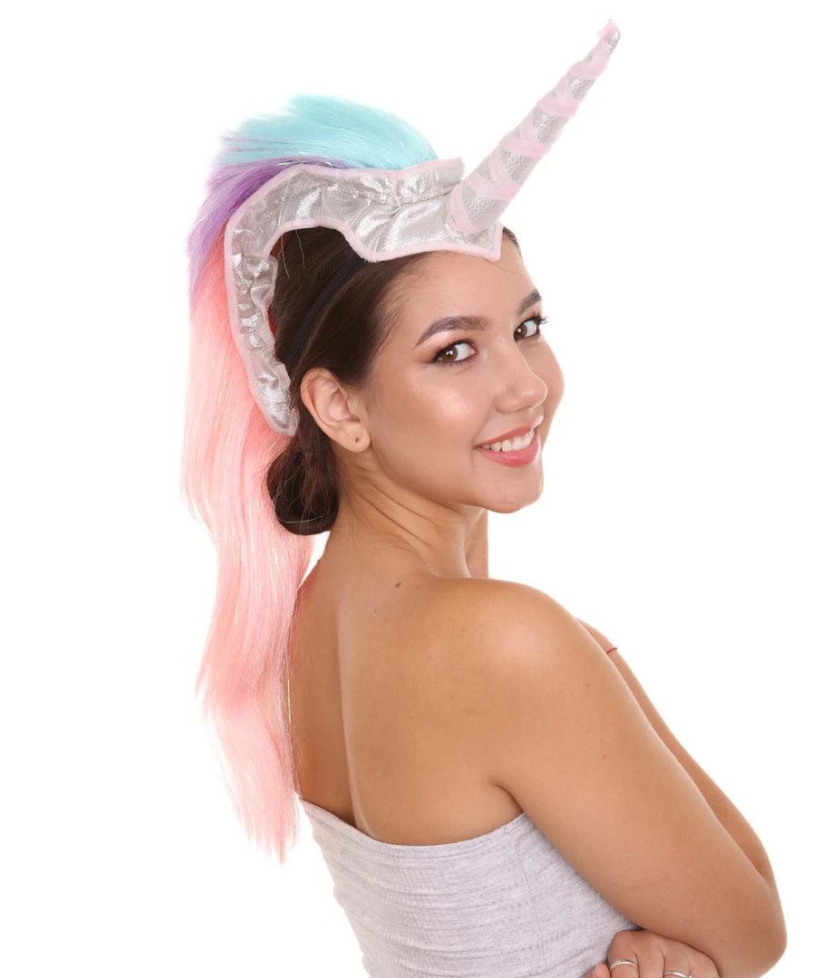 PRYZM Unicorn Headdress | Womens Long Colorful Majestic Unicorn Mohawk Headpiece | Breathable Cap Design 3 PRYZM Unicorn Headdress | Womens Long Colorful Majestic Unicorn Mohawk Headpiece | Breathable Cap Design