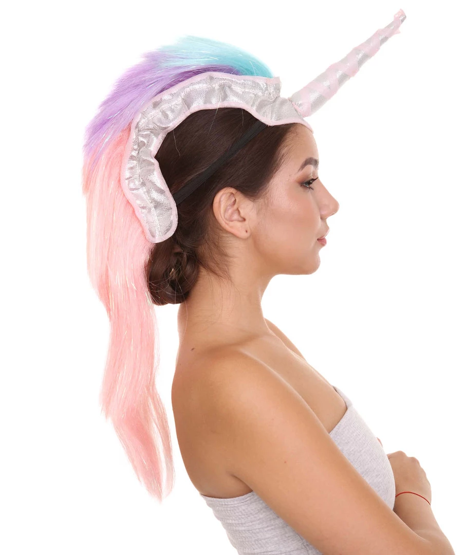 PRYZM Unicorn Headdress | Womens Long Colorful Majestic Unicorn Mohawk Headpiece | Breathable Cap Design 4 PRYZM Unicorn Headdress | Womens Long Colorful Majestic Unicorn Mohawk Headpiece | Breathable Cap Design