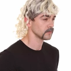 HPO SALE Zaney Zoo King| Bleach Blonde Mullet Wig With Mustache Set | Premium Halloween Wig