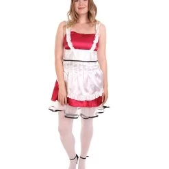 HPO Adult Women's Sexy French Maid Uniform Costume | Dark Red Cosplay Costume