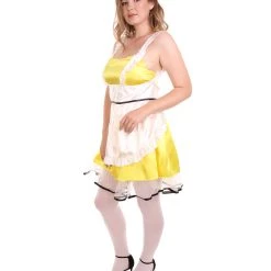 HPO Adult Women's Sexy French Maid Uniform Costume | Light Yellow Cosplay Costume 10 HPO Adult Women's Sexy French Maid Uniform Costume | Light Yellow Cosplay Costume
