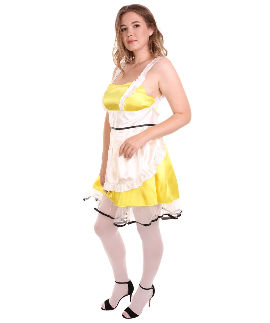 HPO Adult Women's Sexy French Maid Uniform Costume | Light Yellow Cosplay Costume 4 HPO Adult Women's Sexy French Maid Uniform Costume | Light Yellow Cosplay Costume
