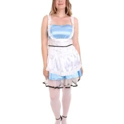 HPO Adult Women's Sexy French Maid Uniform Costume | Medium Blue Cosplay Costume