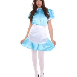 HPO Adult Women's French Apron Maid Uniform Costume | Lake Blue Cosplay Costume