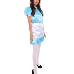 HPO Adult Women's French Apron Maid Uniform Costume | Lake Blue Cosplay Costume
