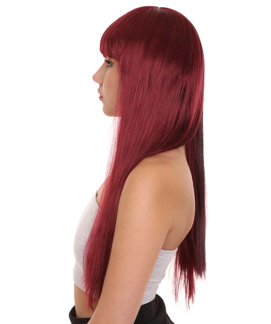 HPO Long Black And Red Womens Wig | Movie Character Cosplay Halloween Wig | Premium Breathable Capless Cap 4 HPO Long Black And Red Womens Wig | Movie Character Cosplay Halloween Wig | Premium Breathable Capless Cap