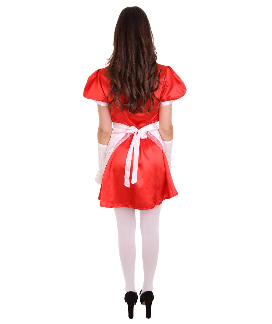 HPO Adult Women's French Apron Maid Uniform Costume | Red Cosplay Costume 5 HPO Adult Women's French Apron Maid Uniform Costume | Red Cosplay Costume