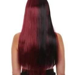 HPO Long Black And Red Womens Wig | Movie Character Cosplay Halloween Wig | Premium Breathable Capless Cap 13 HPO Long Black And Red Womens Wig | Movie Character Cosplay Halloween Wig | Premium Breathable Capless Cap