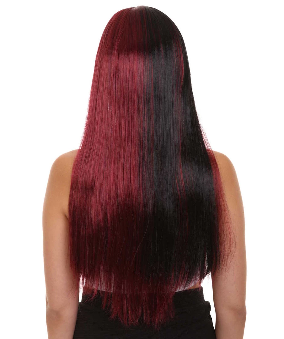 HPO Long Black And Red Womens Wig | Movie Character Cosplay Halloween Wig | Premium Breathable Capless Cap 5 HPO Long Black And Red Womens Wig | Movie Character Cosplay Halloween Wig | Premium Breathable Capless Cap