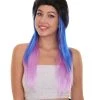 HPO Black Purple And Blue Raving Womens Wig | Cosplay Halloween Wig | Premium Breathable Capless Cap Women's