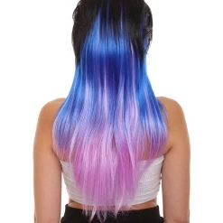 HPO Black Purple And Blue Raving Womens Wig | Cosplay Halloween Wig | Premium Breathable Capless Cap Women's