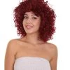 HPO Dancehall Diva Womens Wig | Burgundy Curly Character Cosplay Halloween Wig | Premium Breathable Capless Cap