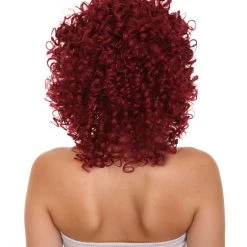 HPO Dancehall Diva Womens Wig | Burgundy Curly Character Cosplay Halloween Wig | Premium Breathable Capless Cap