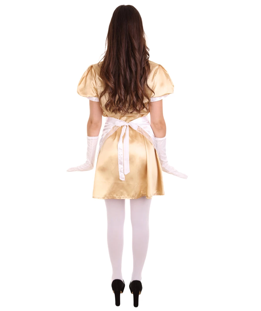 HPO Adult Women's French Apron Maid Dress Uniform Costume | Gold Cosplay Costume 4 HPO Adult Women's French Apron Maid Dress Uniform Costume | Gold Cosplay Costume