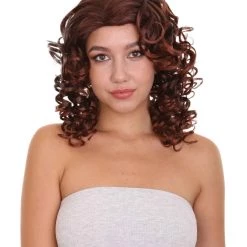 HPO Dancing Queen Womens Wig | Brown Curly Character Cosplay Halloween Wig | Premium Breathable Capless Cap Women's