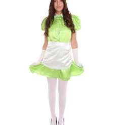 HPO Adult Women's French Apron Maid Uniform Costume | Lime Cosplay Costume