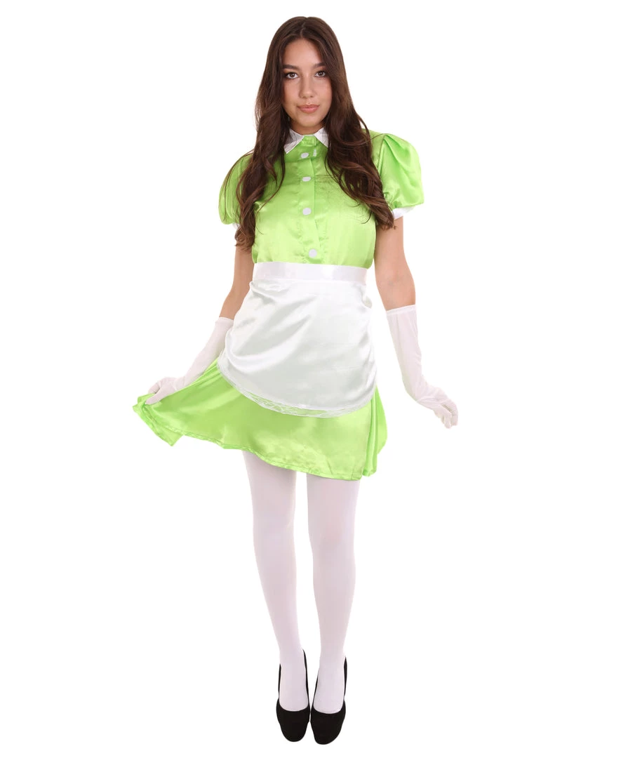 HPO Adult Women's French Apron Maid Uniform Costume | Lime Cosplay Costume 8 HPO Adult Women's French Apron Maid Uniform Costume | Lime Cosplay Costume